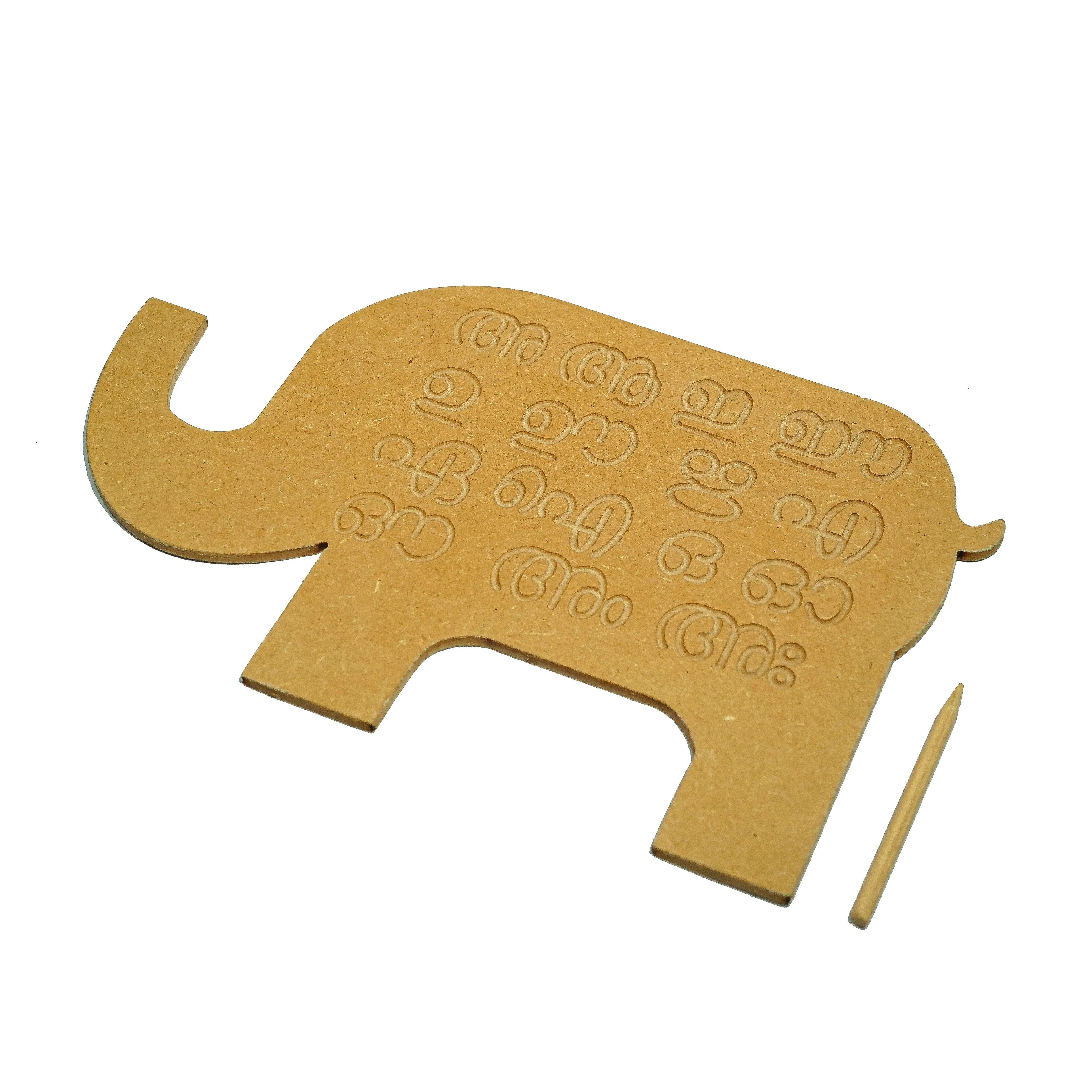 Whittlewud Wooden Elephant shape Malayalam Consonants and Vowels Learning and Tracing boards for Kids, Malayalam Learning Toys