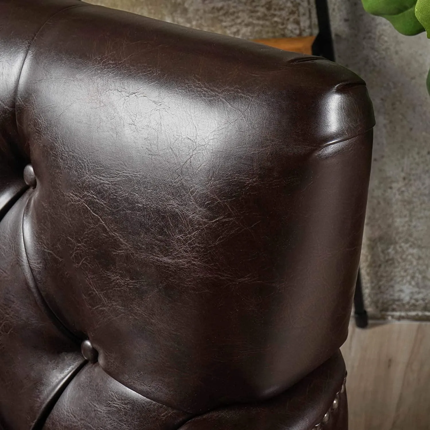 Wide Tufted Upholstery Club Chair with Arm Rest , Brown