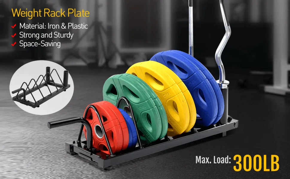 Yaheetech Horizontal Plate and Olympic Bar Rack