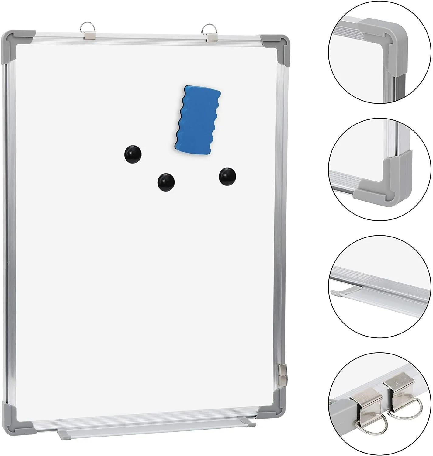 ZENY™ Dry Erase White Board 18x24 Inch Magnetic Hanging Wall Mounted Markers Magnets Aluminum Frame