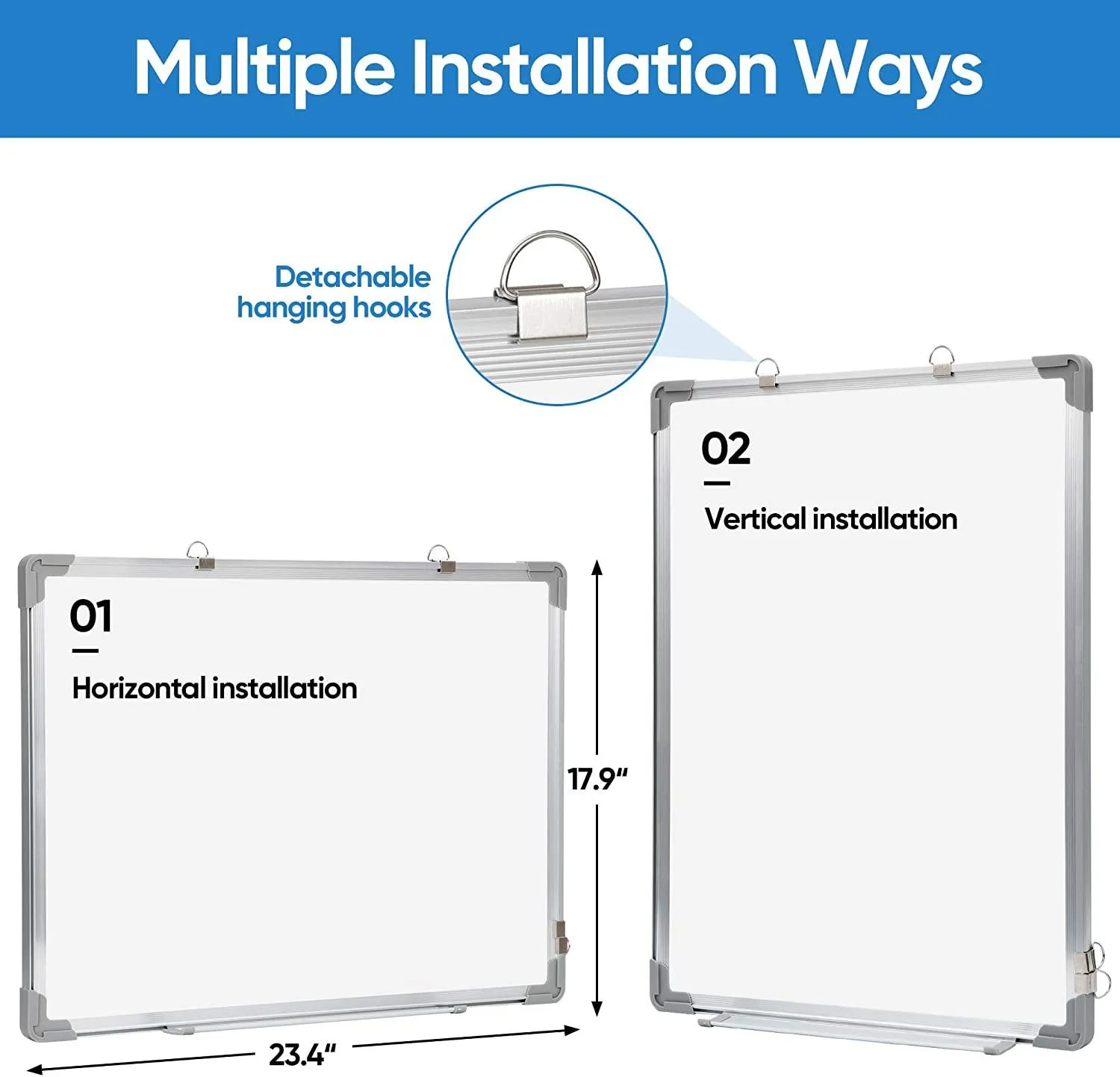 ZENY™ Dry Erase White Board 18x24 Inch Magnetic Hanging Wall Mounted Markers Magnets Aluminum Frame